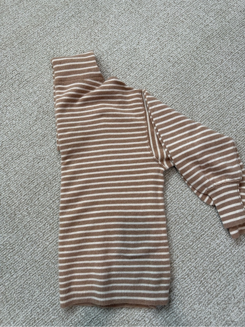 Free People Striped Turtleneck Sweater in Tan and Cream